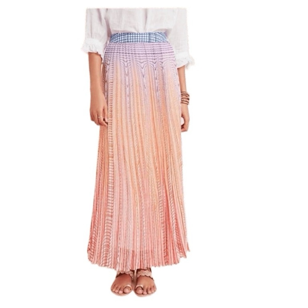 Anthropologie Pleated Ombre Geisha Designs Maxi Skirt